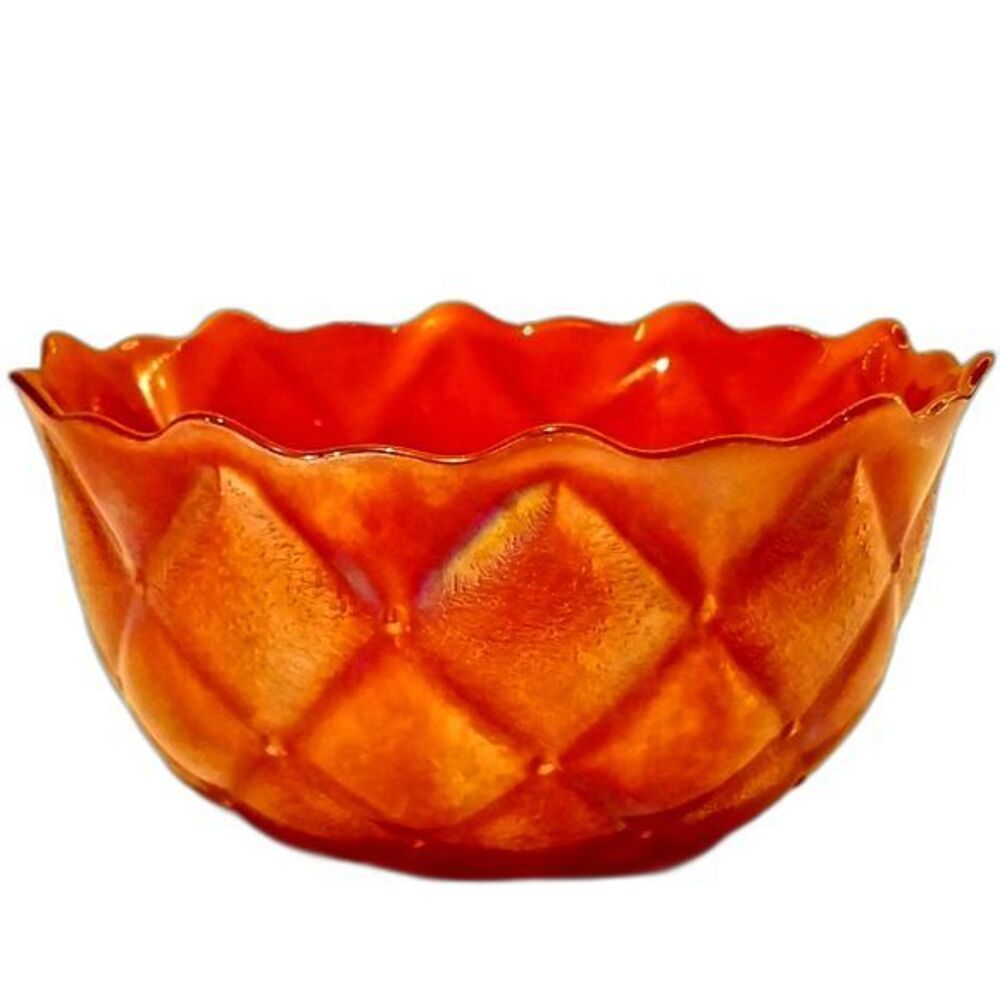 Vintage Fenton Marigold Carnival Glass Diamond Quilted Bowl"